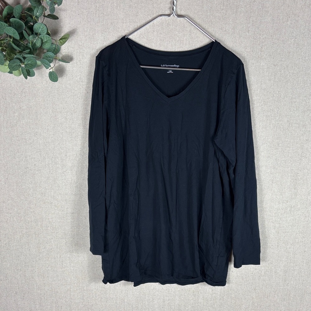 Soft Surroundings > Black Long Sleeve Tunic Top Large